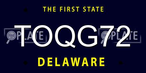 TOQG72 Delaware License Plate