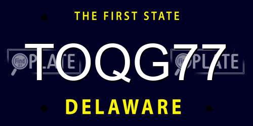 TOQG77 Delaware License Plate