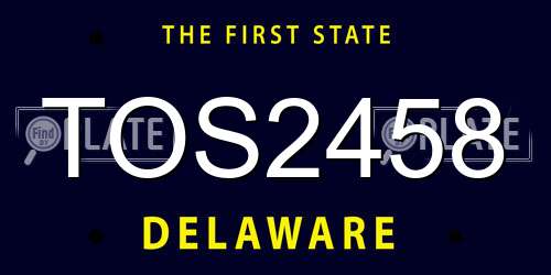 TOS2458 Delaware License Plate