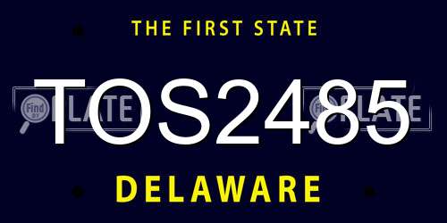 TOS2485 Delaware License Plate