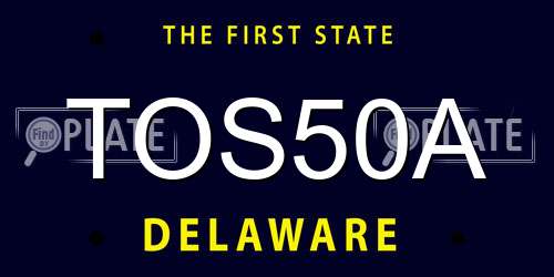 TOS50A Delaware License Plate