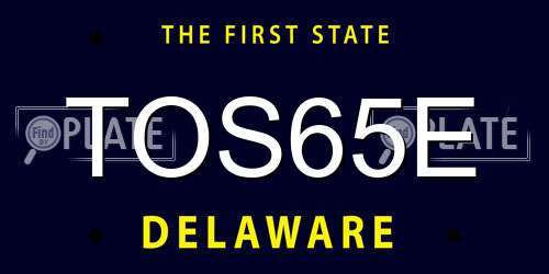 TOS65E Delaware License Plate