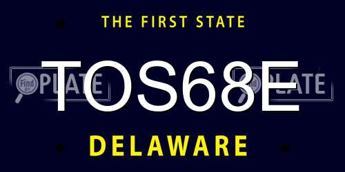 TOS68E Delaware License Plate