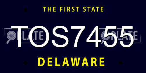 TOS7455 Delaware License Plate