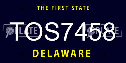 TOS7458 Delaware License Plate