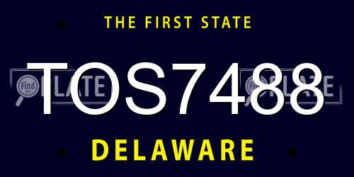 TOS7488 Delaware License Plate