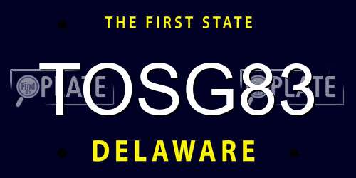 TOSG83 Delaware License Plate