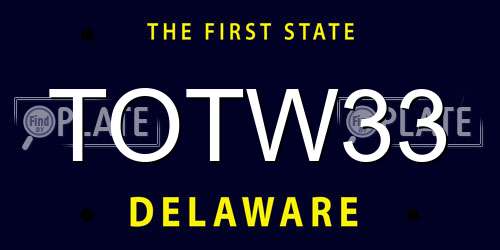TOTW33 Delaware License Plate