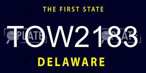 TOW2183 Delaware License Plate