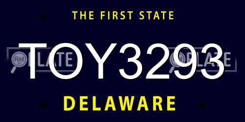 TOY3293 Delaware License Plate