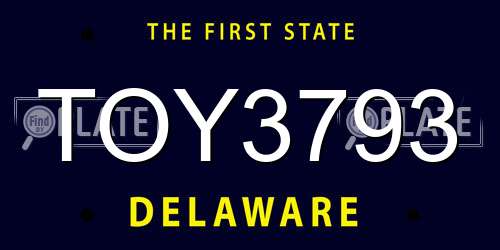 TOY3793 Delaware License Plate
