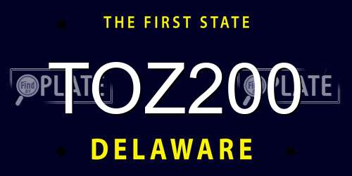 TOZ200 Delaware License Plate