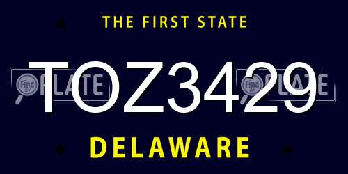 TOZ3429 Delaware License Plate