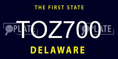TOZ700 Delaware License Plate