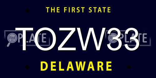 TOZW33 Delaware License Plate