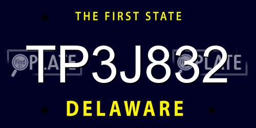 TP3J832 Delaware License Plate