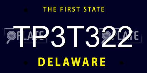 TP3T322 Delaware License Plate