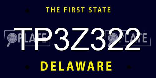 TP3Z322 Delaware License Plate