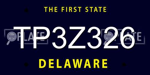 TP3Z326 Delaware License Plate