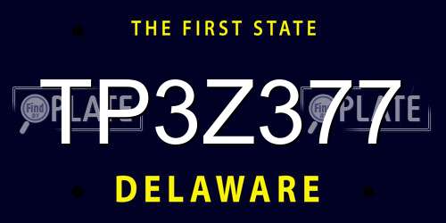TP3Z377 Delaware License Plate