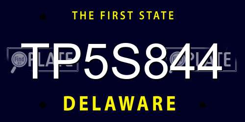 TP5S844 Delaware License Plate