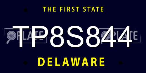 TP8S844 Delaware License Plate