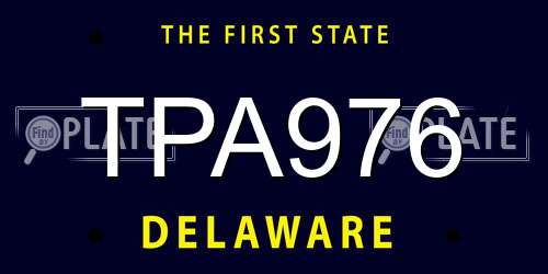 TPA976 Delaware License Plate