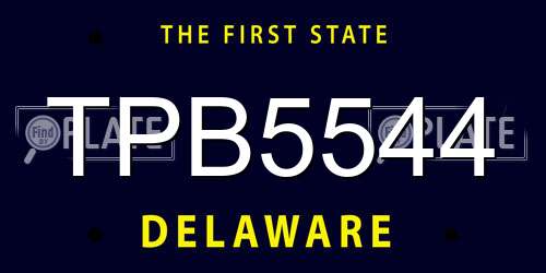 TPB5544 Delaware License Plate