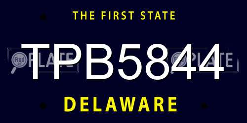TPB5844 Delaware License Plate