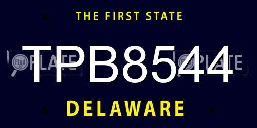 TPB8544 Delaware License Plate