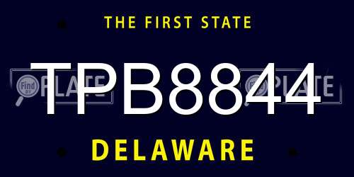 TPB8844 Delaware License Plate