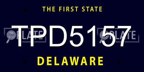 TPD5157 Delaware License Plate