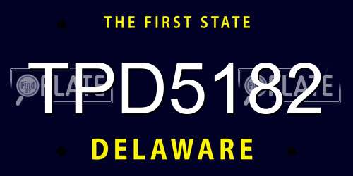 TPD5182 Delaware License Plate