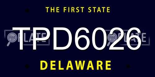 TPD6026 Delaware License Plate
