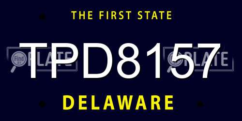 TPD8157 Delaware License Plate