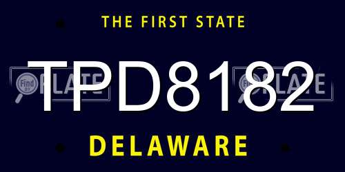 TPD8182 Delaware License Plate