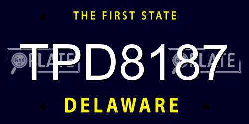 TPD8187 Delaware License Plate