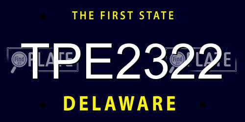 TPE2322 Delaware License Plate