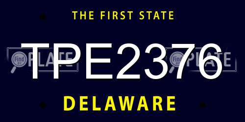 TPE2376 Delaware License Plate