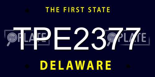 TPE2377 Delaware License Plate