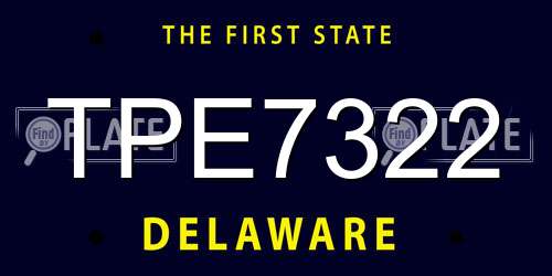TPE7322 Delaware License Plate