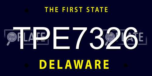 TPE7326 Delaware License Plate