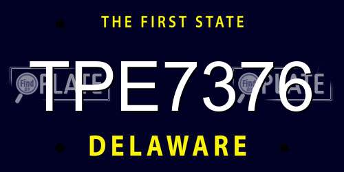 TPE7376 Delaware License Plate