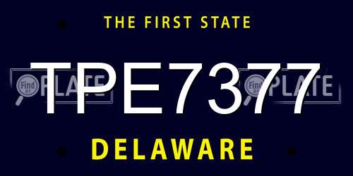TPE7377 Delaware License Plate