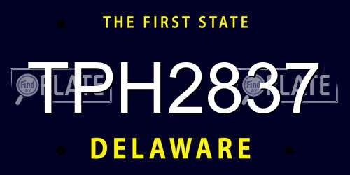 TPH2837 Delaware License Plate
