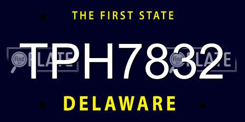 TPH7832 Delaware License Plate