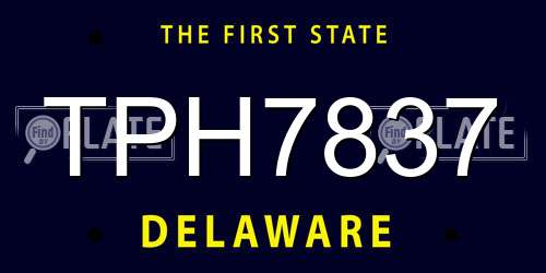 TPH7837 Delaware License Plate