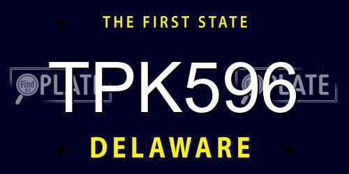 TPK596 Delaware License Plate