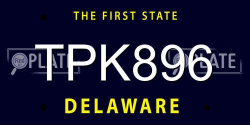 TPK896 Delaware License Plate