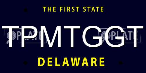 TPMTGGT Delaware License Plate